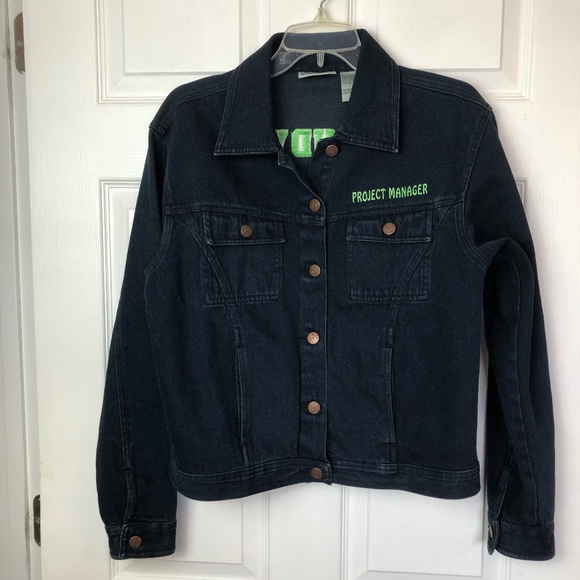 Dark Blue Jean Jacket with Project Manager Embroidery - Picture 1 of 10